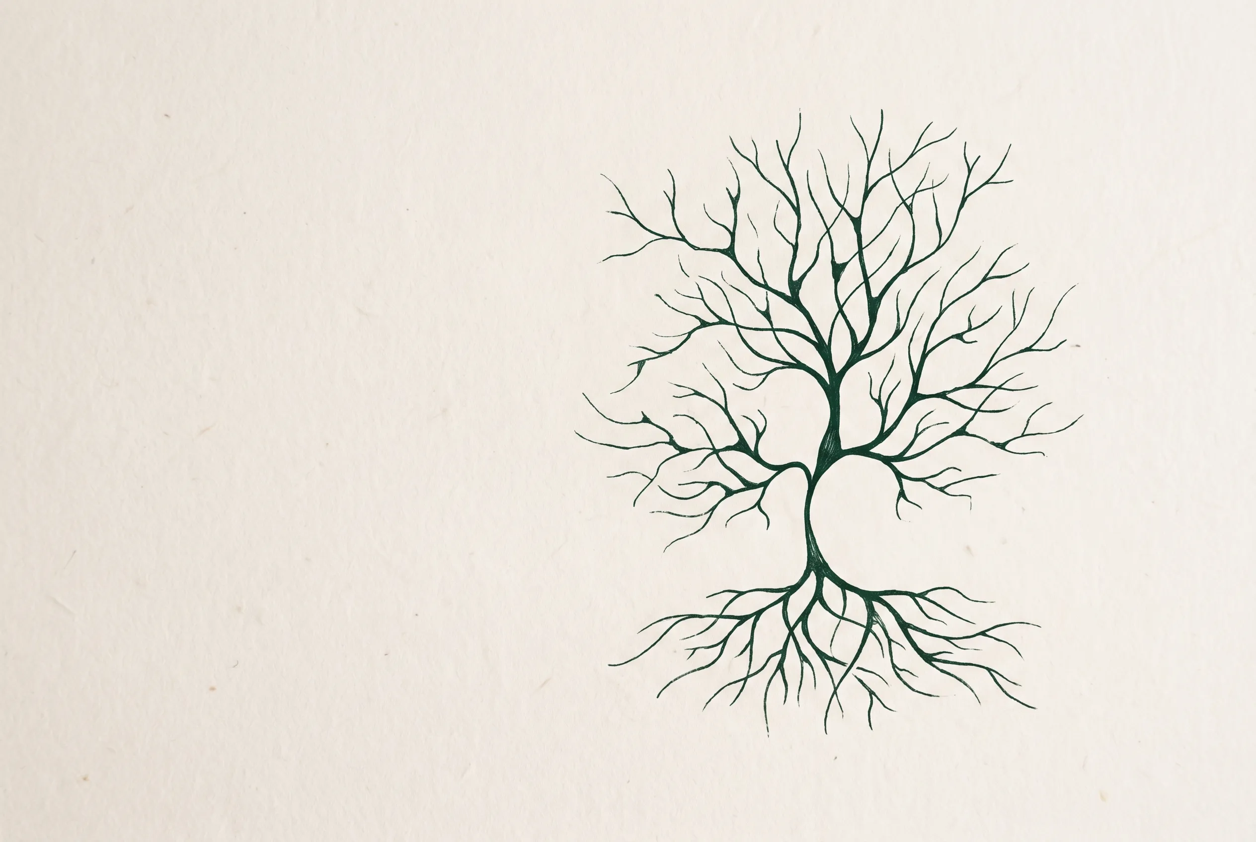 Bentuk organik menyerupai cabang saraf dan akar pohon di atas kertas hangat